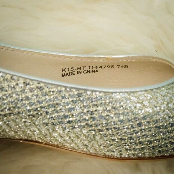 Cole Haan Size 7.5 Tartine Skimmer Silver Metallic Glitter Pointed Toe Flats - Picture 7 of 7